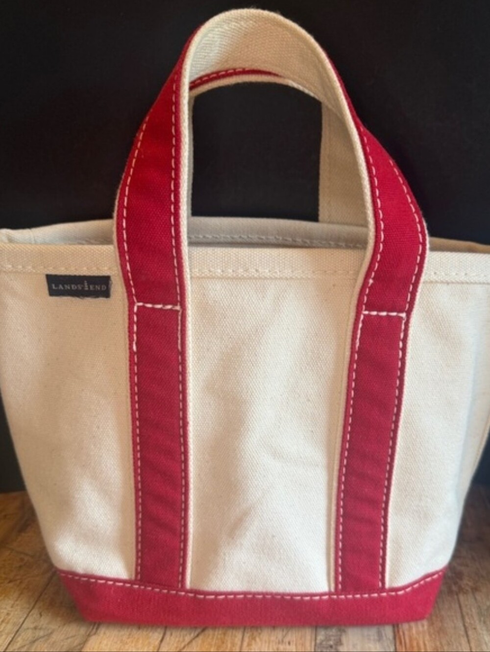 Nice Brand New Lands' End Heavy Canvas Tote with Red Trim
